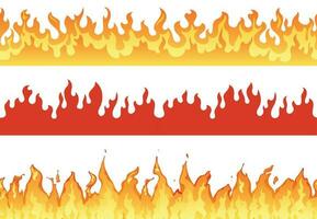 brand baner. flamma gräns flammande silhuett eller evig lågor. Helvete flammande banderoller illustration uppsättning vektor