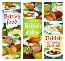britisch Essen Vektor Mahlzeiten Englisch Geschirr Banner