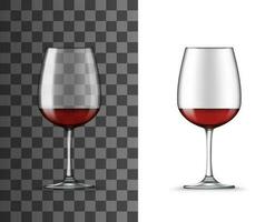 realistisk röd vin glas, alkohol dryck attrapp vektor