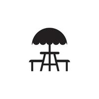 Regenschirm mit Picknick Tabelle Symbol vektor
