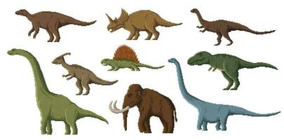 pixel dinosaurie karaktär, 8 bit spel djur- hävda vektor