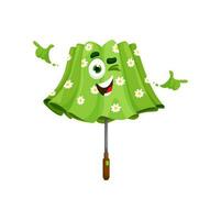 Karikatur Grün Regenschirm Charakter, gefaltet Sonnenschirm vektor