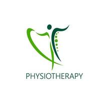 Physiotherapie üben, zurück Schmerzen Therapie Symbol vektor