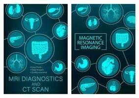 mri forskning av organ medicin vektor posters