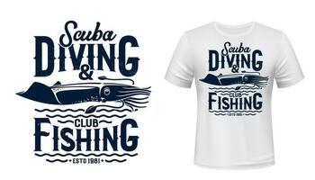 dykning dykning och fiske klubb t-shirt vektor skriva ut