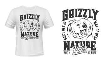 Grizzly Bär Maskottchen T-Shirt drucken Vektor Attrappe, Lehrmodell, Simulation