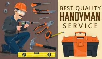 Heimwerker, Handwerker Zuhause Reparatur Bedienung Werkzeugkasten vektor