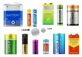 alkalisk batterier, knapp celler och ackumulatorer vektor