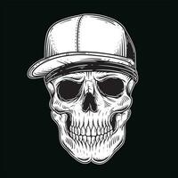 dunkel Kunst Schädel Gangster tätowieren Jahrgang Gangsta bekleidung Hand Zeichnung Stil Illustration vektor