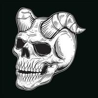 dunkel Kunst gotisch Schädel Dämon Horn Jahrgang tätowieren Knochen im Hand Zeichnung Stil vektor