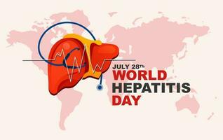 Welt Hepatitis Tag 28 Juli, eben Illustration Stil Banner Design zum Welt Hepatitis Tag Gruß Banner vektor