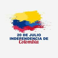 Design von Kolumbien Unabhängigkeit Tag auf 20 .. Juli, Feier Gruß Poster mit Flagge Dekoration im Bürste Schlaganfall Stil vektor