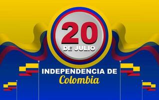 design av colombia oberoende dag på 20:e juli, firande hälsning baner med flagga dekoration vektor