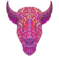 amerikan bison eller amerikan buffel huvud främre se pointillist impressionist pop- konst stil vektor