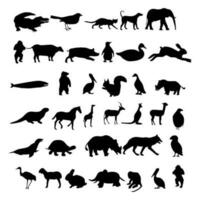Sammlung von Tier Silhouetten. Bauernhof Tiere Silhouetten Sammlung. wild Tiere Satz. einstellen von Silhouetten von anders Tiere. kostenlos Vektor Illustration.