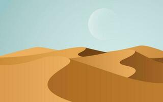 skön sand sanddyner. öken- landskap med måne vektor illustration
