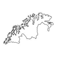 Troms og Finnmark Bezirk Karte, administrative Region von Norwegen. Vektor Illustration.