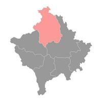 Mitrovica Kreis Karte, Bezirke von Kosovo. Vektor Illustration.