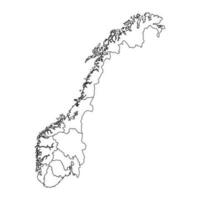 Norge Karta med grevskap. vektor illustration.