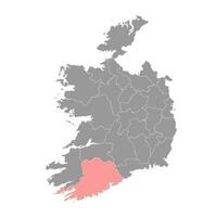 Bezirk Kork Karte, administrative Landkreise von Irland. Vektor Illustration.