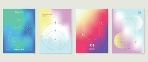 Flüssigkeit Gradient Hintergrund Vektor. süß und minimal Stil Plakate mit bunt, geometrisch Formen, Stern, Halbton und Flüssigkeit Farbe. modern Hintergrund Design zum Sozial Medien, Idol Poster, Banner, Flyer. vektor