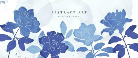 abstrakt botanisch Kunst Hintergrund Vektor. Aquarell Hand gezeichnet Blatt Geäst, Blume, Indigo, Blau. Design Illustration zum Hintergrund, Banner, drucken, Poster, Abdeckung, Gruß und Einladung Karte. vektor