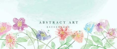 abstrakt Blumen- Kunst Hintergrund Vektor. botanisch Aquarell Hand gezeichnet Blumen Farbe Bürste Linie Kunst. Design Illustration zum Hintergrund, Banner, drucken, Poster, Abdeckung, Gruß und Einladung Karte. vektor