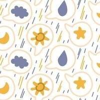 ein Muster von Aufkleber zum Sozial Netzwerke mit ein eben Design im das bilden von ein Rede Blase im das Natur Thema. Emoticons zum online Kommunikation, Sozial Netzwerke im das Idee von Wetter Elemente vektor