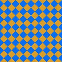 Schachbrett Muster im Blau Gelb kontrastieren Farben. ein Schach Zeichnung im ein drehen. rautenförmig geometrisch Hintergrund mit Wiederholung. hell drucken zum Drucken auf Textilien und Papier. vektor