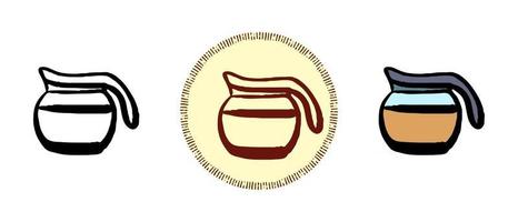 Konturfarbe und Retro-Symbole eines Kruges mit Kaffee vektor