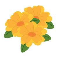 gul blommor och blad vektor ikon