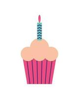 Geburtstag Cupcake mit Kerze Symbol Weiß Hintergrund vektor