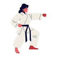 Mädchen üben Karate Sport und physisch Aktivität Symbol vektor