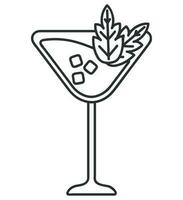 Cocktail mit Minze Blatt Linie Symbol isoliert vektor