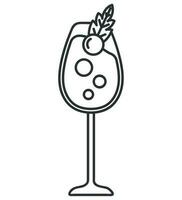 Cocktail mit Kirsche Linie Symbol isoliert vektor