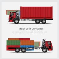 lastbilar transport med container set vektor