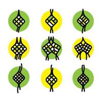 einfaches Ketupat-Icon-Set vektor