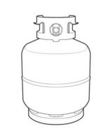 industriell Gas Zylinder Vektor Umriss. Gliederung von industriell Gas Zylinder Vektor Symbol Design isoliert auf Weiß Hintergrund.