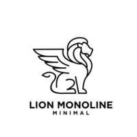Minimal Mono Line Winged Lion Vektor Logo Design