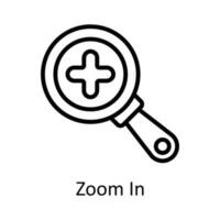 zoom i vektor översikt ikon design illustration. användare gränssnitt symbol på vit bakgrund eps 10 fil