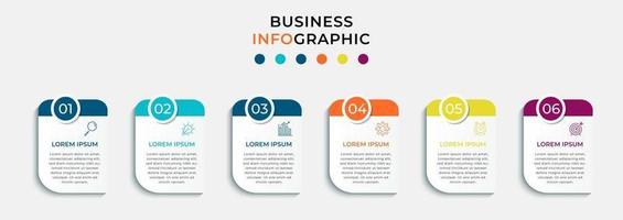 vektor infographic design affärsmall med ikoner och 6 sex alternativ eller steg kan användas för processdiagrampresentationer