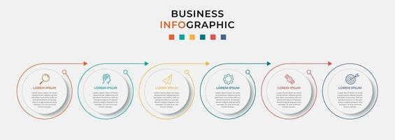 vektor infographic design affärsmall med ikoner och 6 sex alternativ eller steg kan användas för processdiagrampresentationer