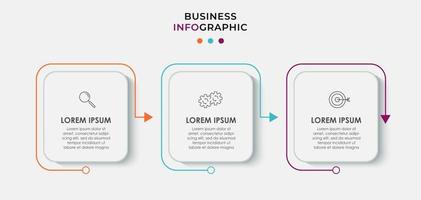 Vektor-Infografik-Design-Geschäftsvorlage mit Symbolen und 3 drei Optionen oder Schritten kann für Prozessdiagrammpräsentationen verwendet werden vektor