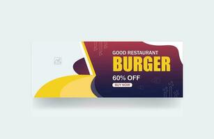 burger utsökt mat meny restaurang baner social media omslag baner design mall vektor