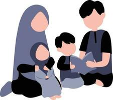 muslim familj med barn. muslim familj vektor illustration i platt stil.