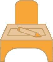Kindergarten Tabelle Stuhl Symbol im Orange Farbe. vektor