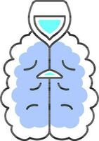 Wein Glas mit Gehirn Symbol im Blau Farbe. vektor