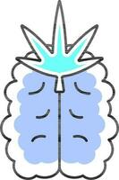 marijuana blad med hjärna ikon i blå Färg. vektor