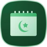 Muslim Kalender Symbol auf Grün Hintergrund. vektor