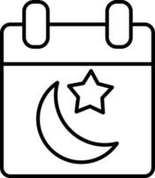 Muslim Kalender Symbol im schwarz dünn Linie Kunst. vektor